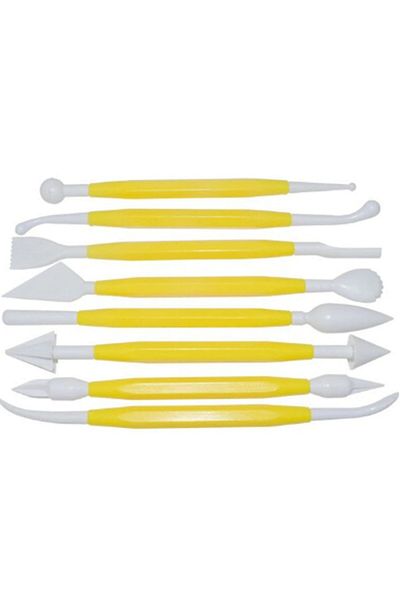 zola Set of 8 pieces for decorating cakes/cupcakes, different designs, plastic, length 14/16 cm, yellow