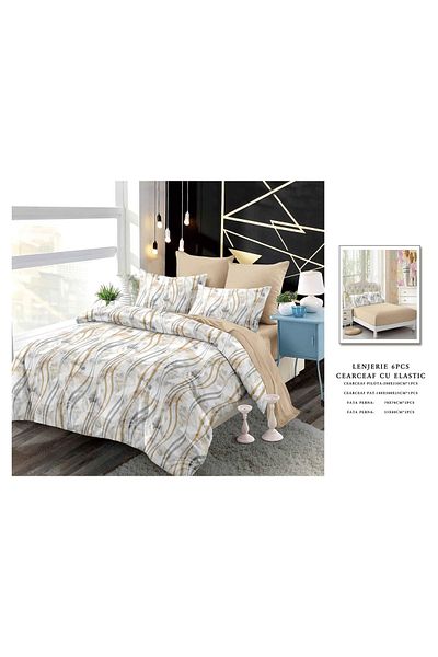 CHIRASO CHIRASO Finet Bedding Set, 6 Pieces, 2 Persons, Fitted Sheet 180x200, Duvet Cover 200x230, 4 Pillowcases