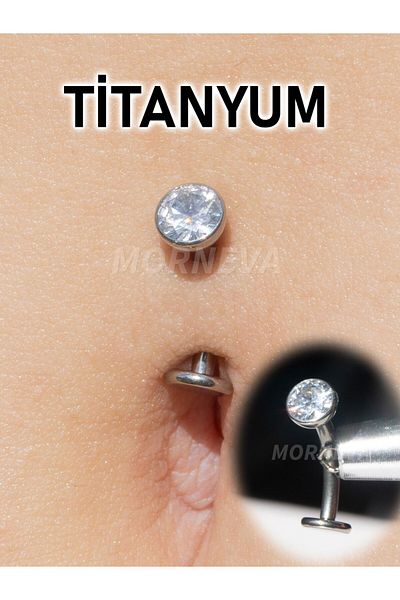 MORNEVA Titanium Oval Stone Flying Navel Belly Piercing
