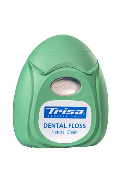 Trisa Natural Clean 689998 ecological dental floss, coated with vegetable wax, 40 m, Green