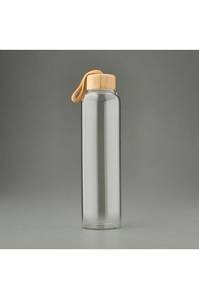 MATMEL H2O Bamboo Lid Glass Flask - Transparent / Light Brown - 750 ml