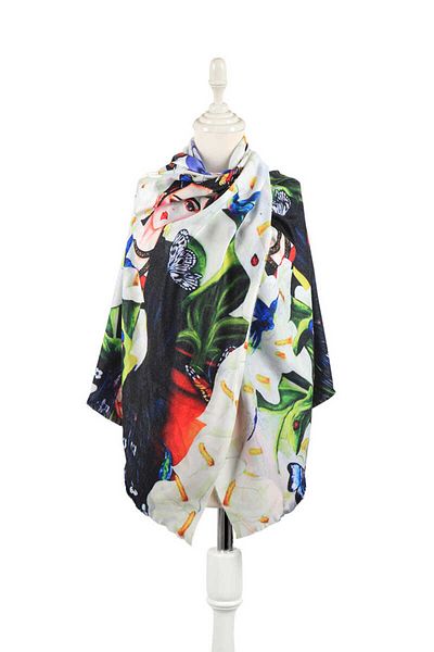 Bursa İpek White Frida Pattern Winter Shawl