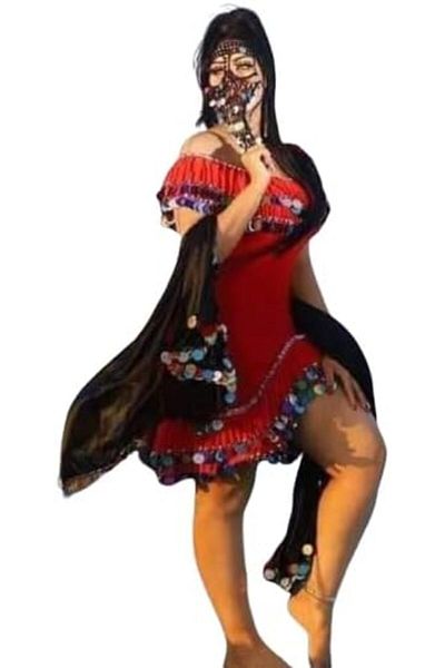 MIZUNO Egyptian Dance Dress, Red, One Size, for Women