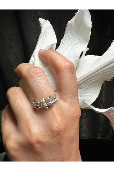 Pao Rosa Zirkon Taşlı Gold Silver Spinelli Yüzük