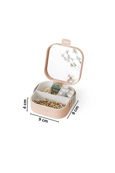 decorev Portable Makeup Jewelry Box – Mini Size Organizer with Mirror