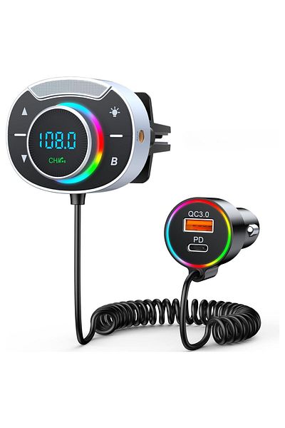 Zimmo® Zimmo® BT 5.3 FM Modulator, FM Radio, Type-C Fast Charging, SuperBass, AUX and Micro SD