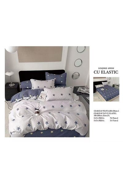 CHIRASO CHIRASO Finet Bedding Set, 6 Pieces, Double Bed, Sheet 180x200, Duvet Cover 200x230, 4 Pillowcases
