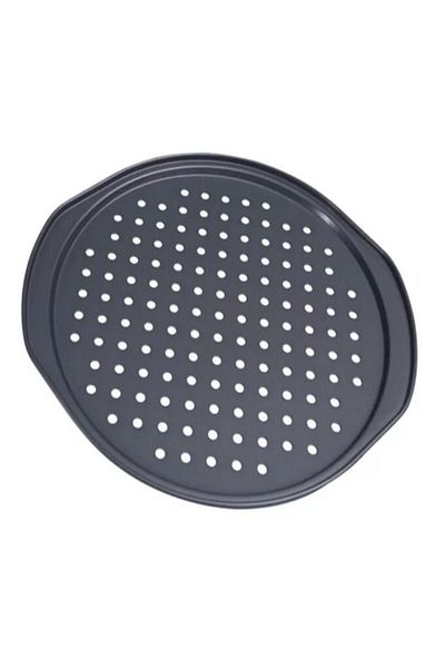 OEM Perforated pizza tray, 37 cm, steel, non-stick, black