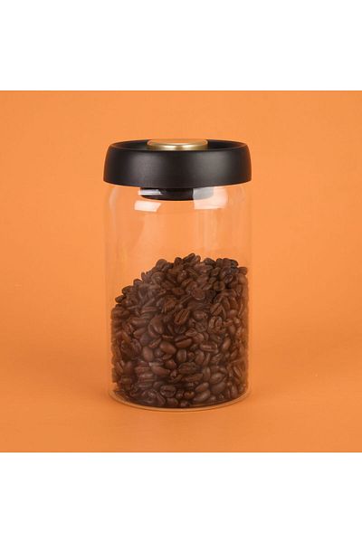 MATMEL Frasco Vacuum Storage Jar - Transparent / Black - 1.2 Lt