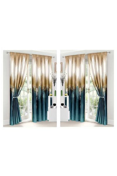 chiraso CHIRASO Finet Bedding Set, 8 Pieces with 2 Curtains, Fitted Sheet 180x200, Duvet Cover 200x230, 4 Pillowcases
