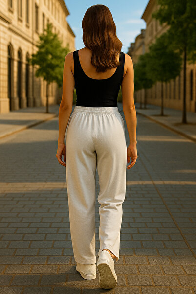 Montland Women's White Linen Trousers – High Waist – Comfortable Fit, Casual and Stylish Use