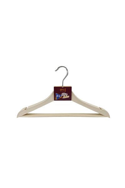 MATMEL Wooden Look 3-Piece Plastic Hanger - Cream