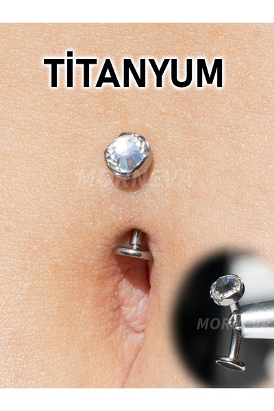 MORNEVA Titanium Crystal Stone Flying Navel Inverted Belly Piercing