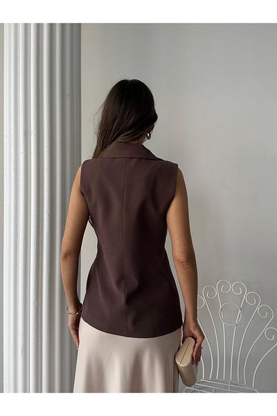 BUTİK ELAJ Women's Brown Modal Fabric Vest