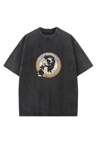 Touz Moda Death Metal Washed Vintage Unisex Oversize T-Shirt