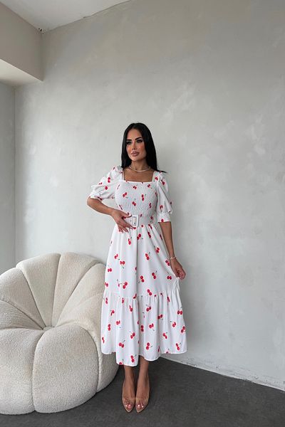 LİLA İSTANBUL Rochie de vară florală cu guler pătrat și detaliu curea Gipeli