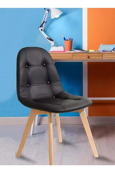 Taimi Pack of 4 Wooden Dining Chair With Padded Seat Designed For Home Kitchen Lounge And Office, Black