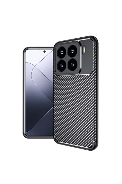 SKYDDAR INNOVATION Husă pentru Xiaomi 15, fibră de carbon, rezistentă la șocuri, neagră, set de autocolante