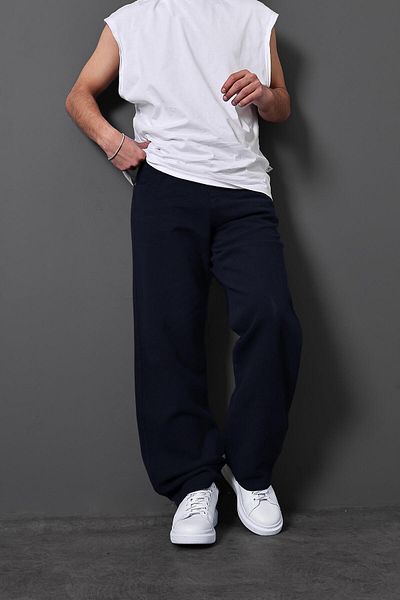 Slatra Ανδρικό υφασμάτινο παντελόνι μπλε Navy Baggy Gabardine