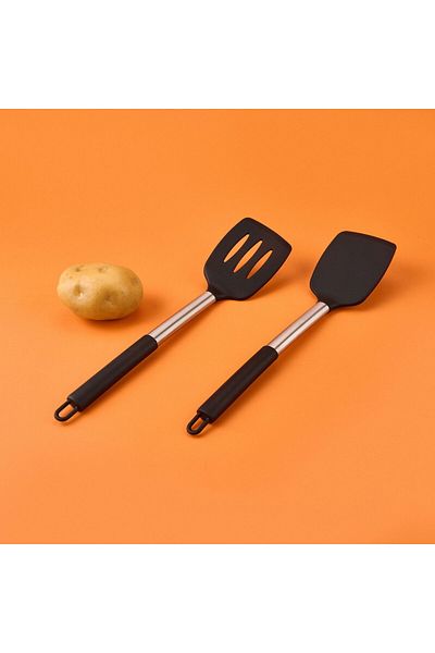 MATMEL Morenita 2 Piece Silicone Serving Set - Gray / Black