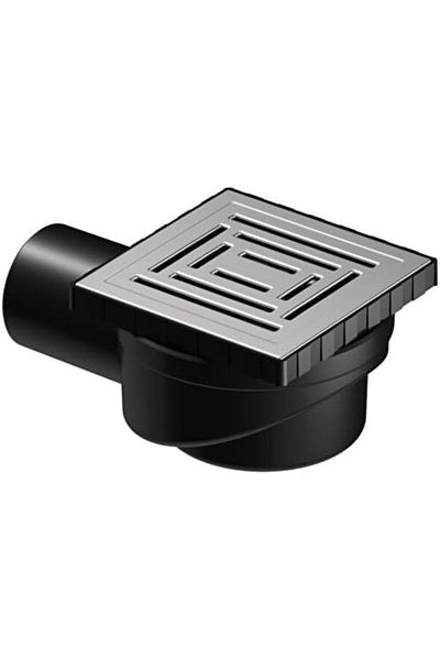 Mu Art Ahşap Mrt V-Flow Square 5606979 Shower Channel, Side Outlet, 10X10 Cm, Dk 800 Cover, Matte Chrome Art 8713