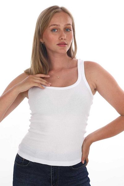 İmpavido Ribbed Camisole Lycra White Undershirt