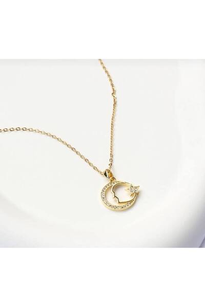 HND collection Moon Star Ataturk Silhouette Detailed Women's Necklace