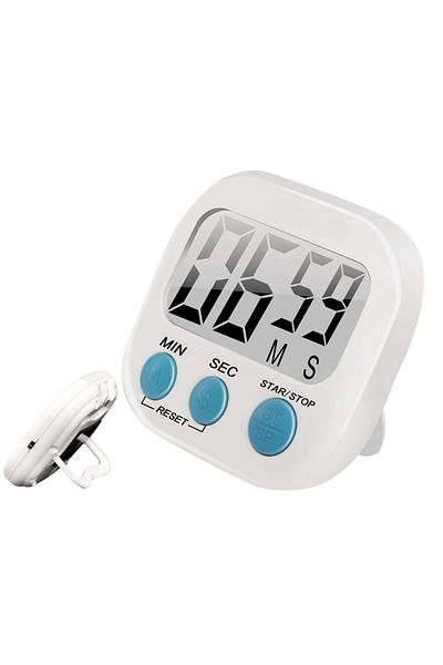zola Digital kitchen timer, LCD display, alarm, stand and magnet, 7.5x8x2 cm, white