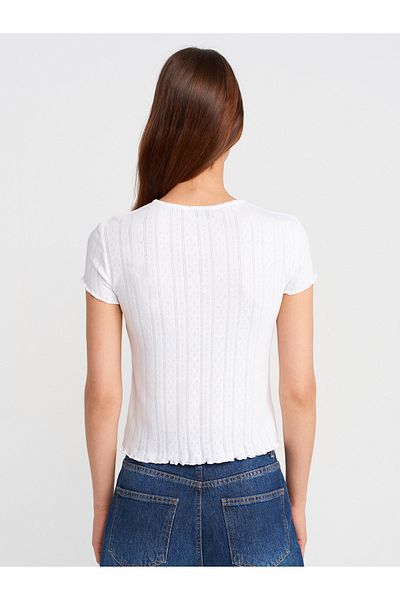 Dilvin 31834 Short Sleeve T-Shirt-White