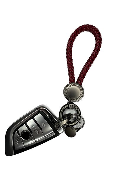LUVLU Handmade leather keychain with 360 degree rotation, anti-loss D-ring, 2 O-rings, for Men/Women