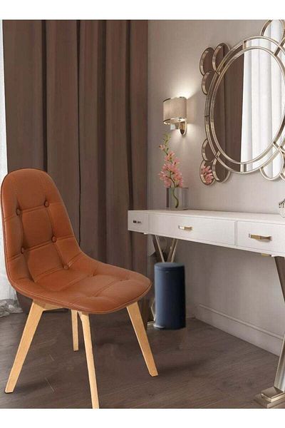 Taimi Wooden Dining Chair With Padded Seat Designed For Home Kitchen Lounge And Office, Brown