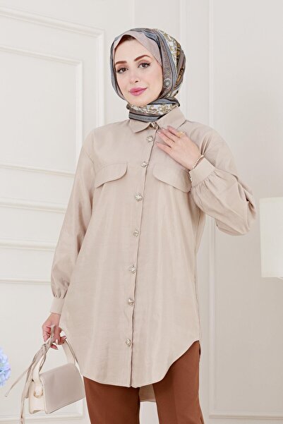 Sevitli Pocket Covered Waist Lace-Up Tunic-Mink