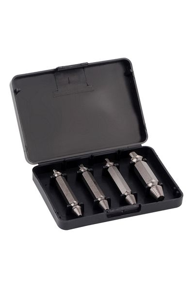 OEM Set of 4 screw extractors, steel, plastic box