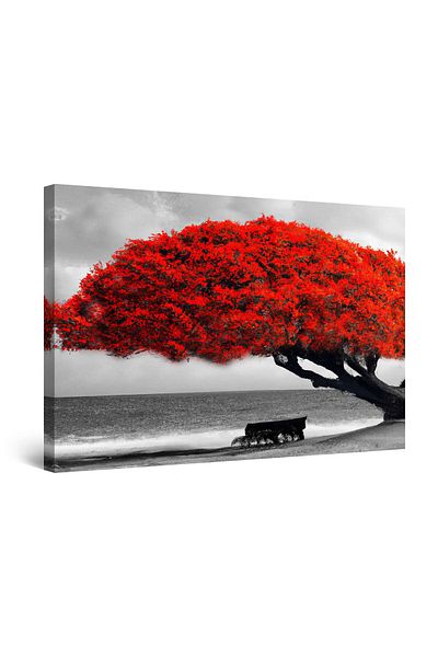 startonight Tablou DualView Startonight Banca Sub un Copac Rosu , luminos in intuneric, 60 x 90 cm