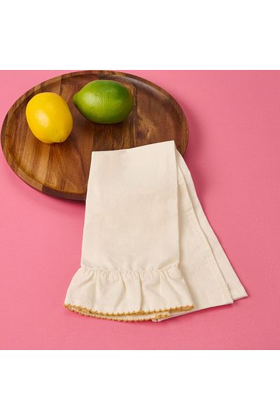 ASPARTAM Stitched Ruffle Drying Cloth - Ecru / Yellow - 30X50 cm