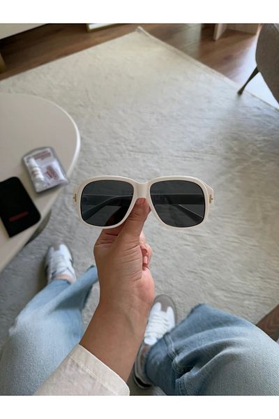 RoseandRoses Zyra Original Model Sunglasses White Frame Black Glass