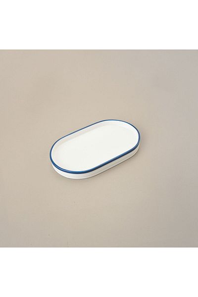 MATMEL Pure Porcelain Presentation Plate - White / Blue - 20 cm