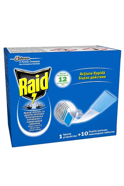 Raid electric device, with 10 laminated tablets, against mosquitoes, 12H