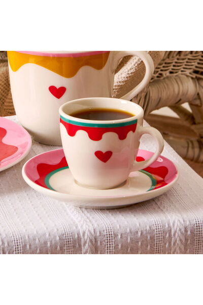 ASPARTAM Kitchen Granny 4 Piece Porcelain Cup Set - Colorful / Red