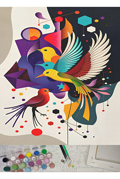 MorAnka Tuval&Boya Sayılarla Boyama Tuval Seti Fırça Boya Dahil (Çıtalı) 40X5...