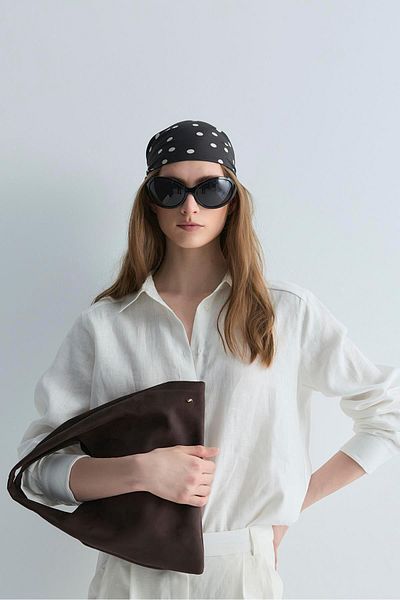 Suud Collection Кафява велурена чанта Olgi Accessory