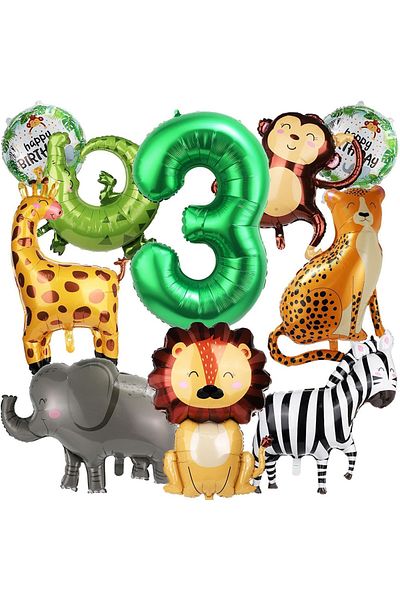 Choice Other Style 3 10 Jungle Wild Animal Balloons, Cute Jungle Theme Zoo Party Supplies Monkey Elephant Z