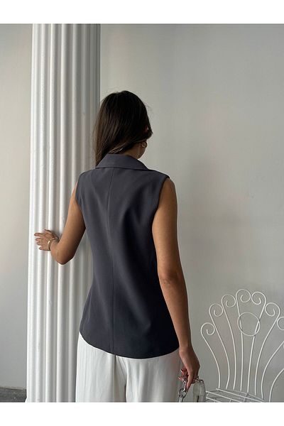 BUTİK ELAJ Women's Gray Modal Fabric Vest