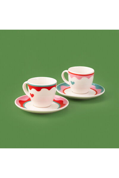 ASPARTAM Kitchen Granny 4 Piece Porcelain Cup Set - Colorful / Red