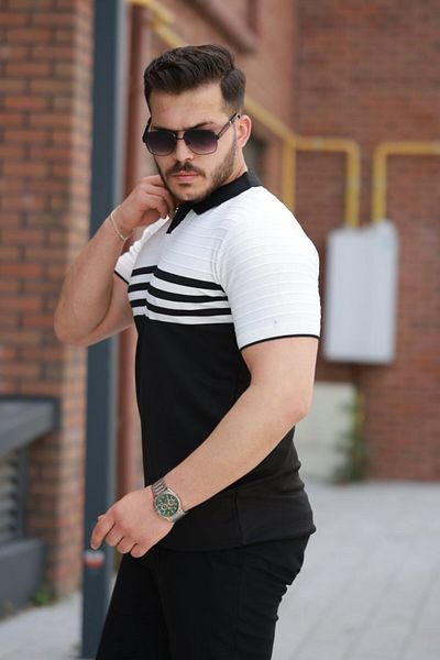 Modayakamoz Tricou cu mânecă scurtă pentru bărbați, cu model de dungi