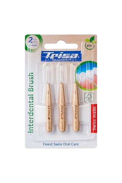 Trisa Natural Clean ISO 2 interdental toothbrushes, Bio,0.9mm,flexible spiral head 686670 Wood Nude