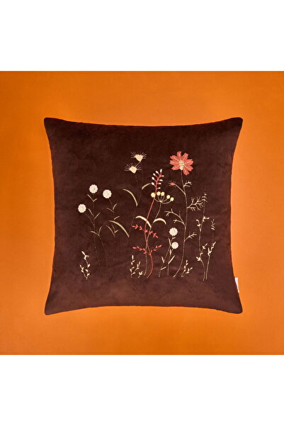 KUT FLY وسادة رمي مخملية ناعمة من فلورا - بني - 43x43 سم