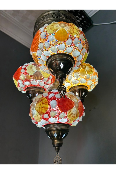 CYL HOME DECOR Deniz kabuğu 4 lü el yapımı otantik avize salon mutfak ofis