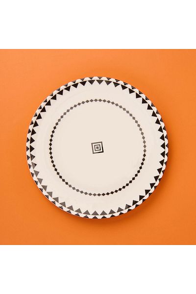 MATMEL Ethnic Serving Plate - Black / White - 25 cm