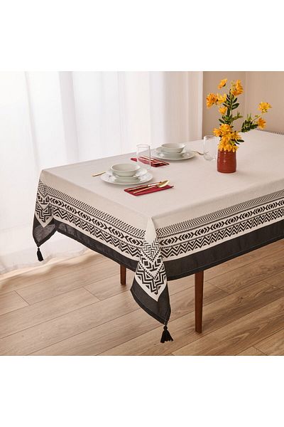ASPARTAM Ethnic Tablecloth - White - 140X220 cm